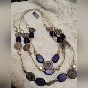 Chico's Elegant Purple and Gold Necklace